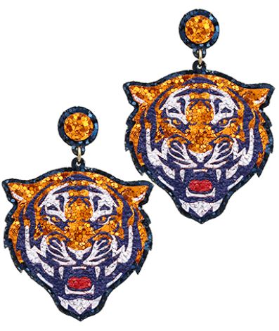 Game Day Tiger Earrings! Navy/Orange