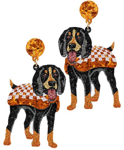 Game Day Hound Earrings! Orange & White!