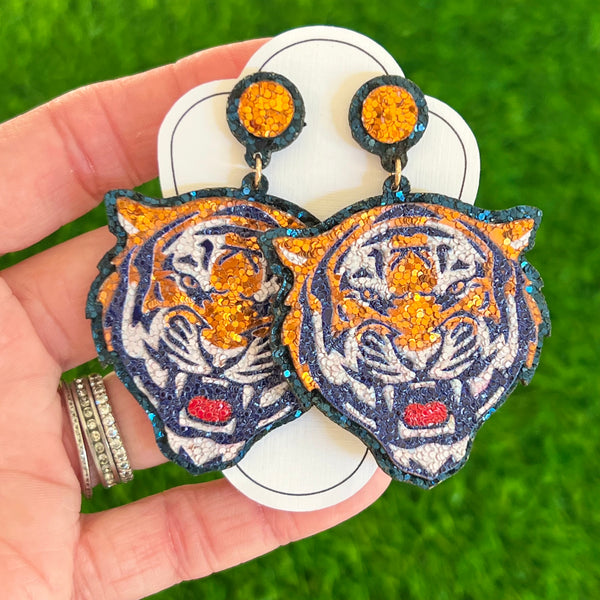Game Day Tiger Earrings! Navy/Orange