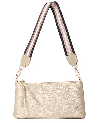 Gold Shoulder Bag w/ Stripe Guitar Strap
