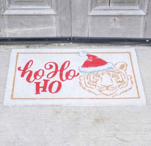 HO HO HO Santa Tiger Christmas Doormat