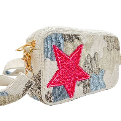 Pink Star Beaded Bag