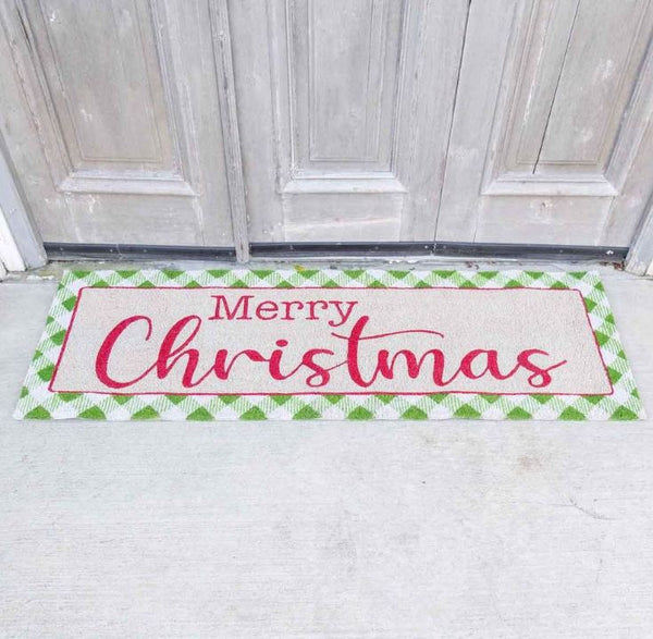 Gingham Merry Christmas Doormat