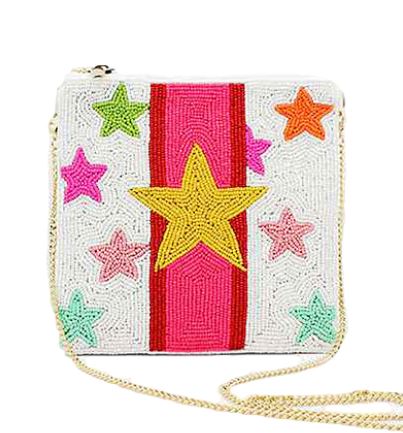 Beaded Star Square Bag - White/Multi