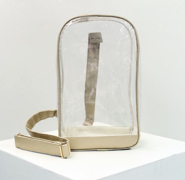 Clear Sling Backpack Purse in Gold