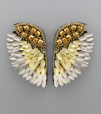 Embellished Wing Post Earrings - 3 Colors!