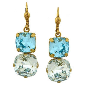 Catherine Popesco - Medium & Large Swarvoski Crystal Gold Earrings - La Vie Parisienne Jewelry