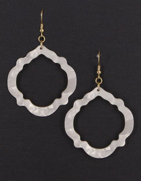 Quatrefoil Tortoise & White Pearl Earrings ~ C'est La Vie Jewelry