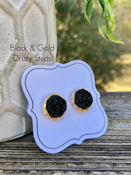Round Druzy Post Earrings - 6 colors