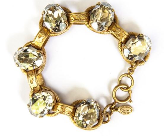 Catherine Popesco Oval Shade Swarovski Stone Bracelet in Gold - La Vie Parisienne