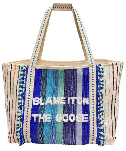 Blame It On The Goose Tote Bag - Beach Bag - Beaded - BOHO Style