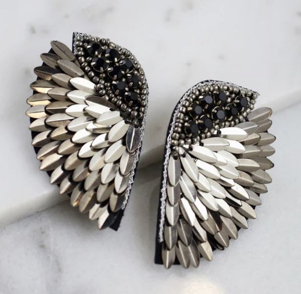 Embellished Wing Post Earrings - 3 Colors!