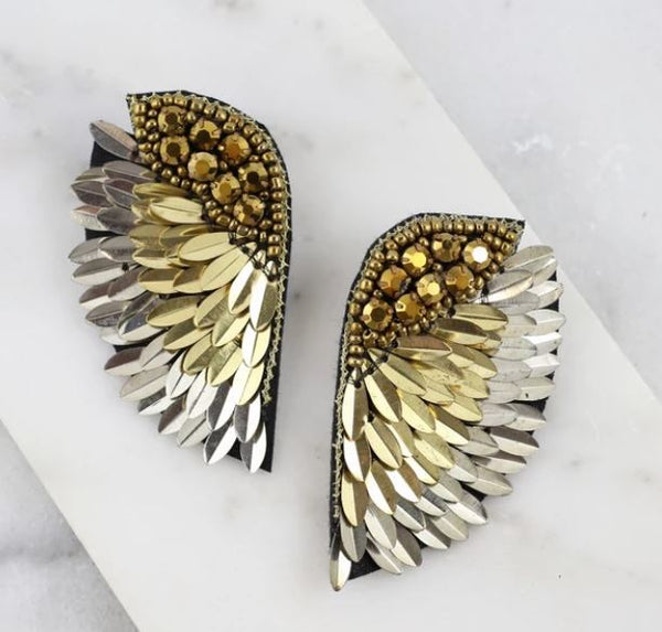 Embellished Wing Post Earrings - 3 Colors!