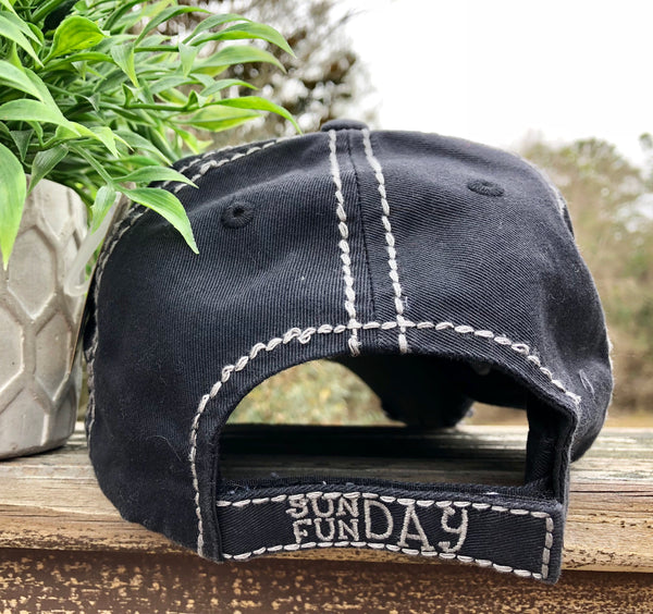 Sunday Funday Baseball Cap Hat - Black