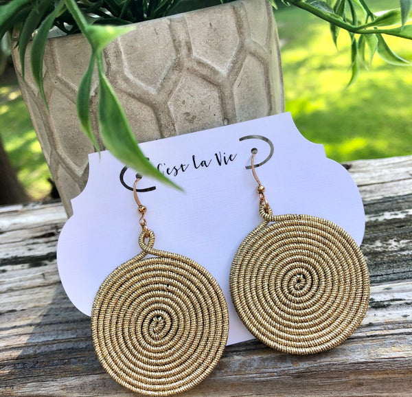 Gold Spiral Cord Earrings - Beautiful & Lightweight!