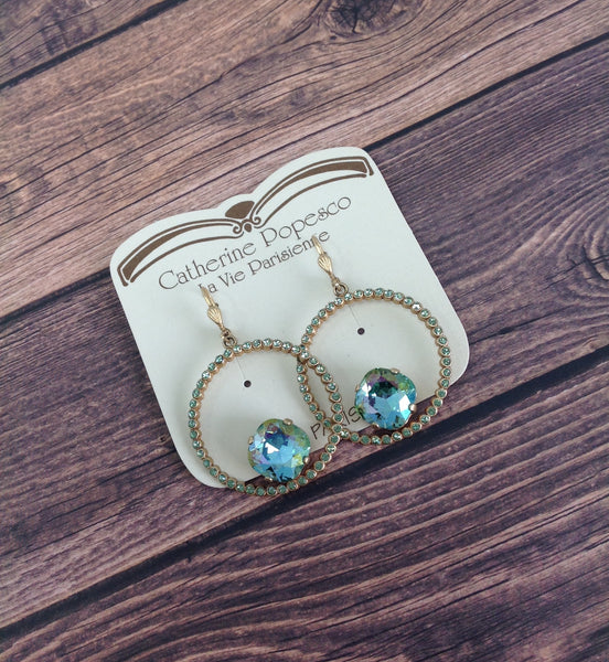 Ocean Green Catherine Popesco Swarovski Crystal Earrings