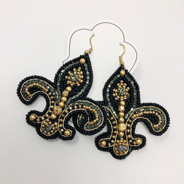 Multi Bead Fleur de Lis Earrings