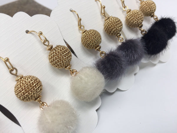 Faux Fur Pom Earrings