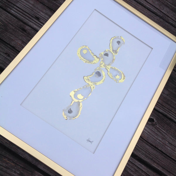 Gold Oyster Cross Framed Print