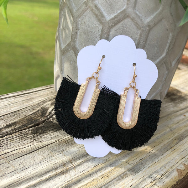 Black & Gold Fan Earrings