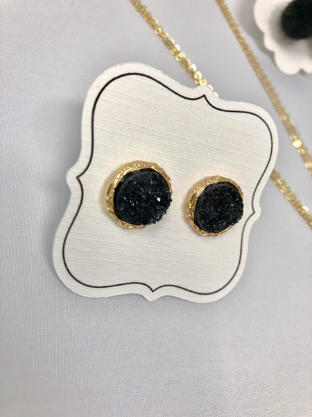 Round Druzy Post Earrings - 6 colors