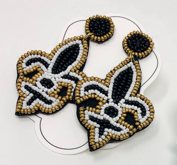 Fleur de Lis Seed Bead Earrings