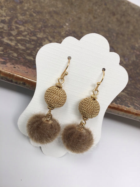 Faux Fur Pom Earrings