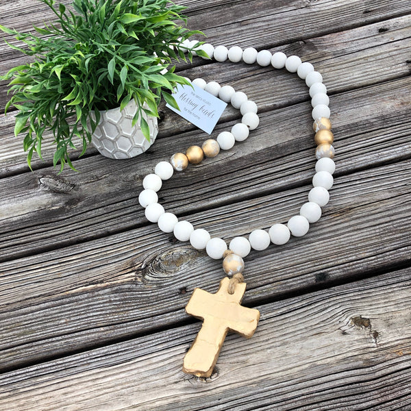 Large Blessing Beads ~ White & Gold