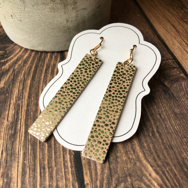 Gold Stingray Leather Bar Earrings