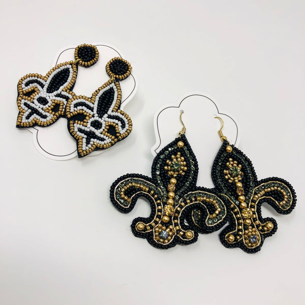 Multi Bead Fleur de Lis Earrings