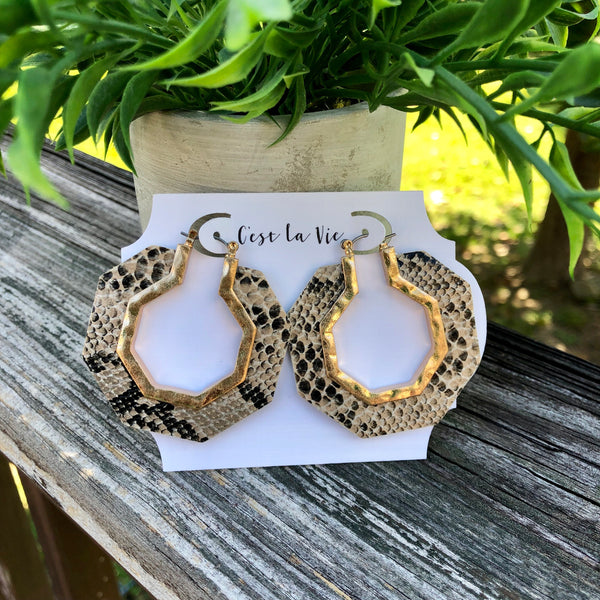Snakeskin Earrings - Animal Print - Hoop Style