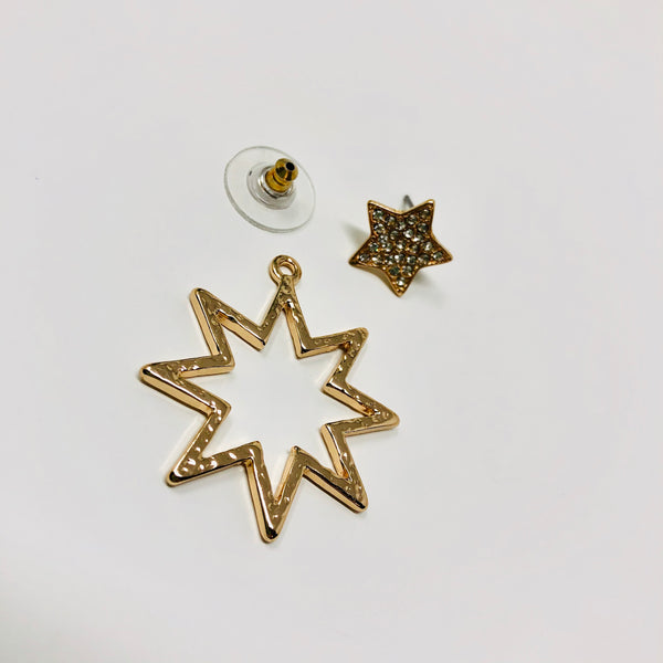 Gold Starburst Pave Earrings - Ear Jacket Style
