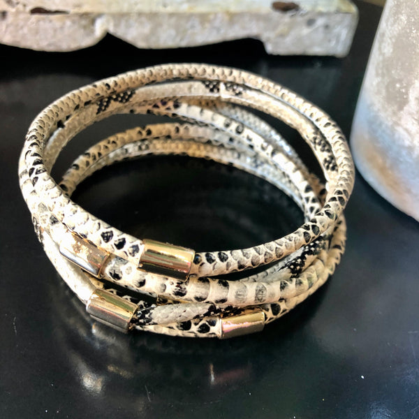 6 Row Snake & Gold Bangle Bracelet Set