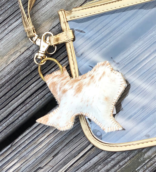 Texas Leather & Faux Fur Keychain Clip