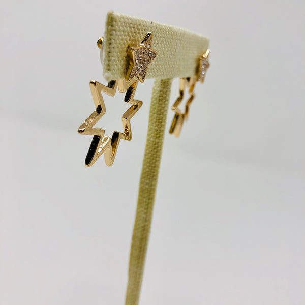 Gold Starburst Pave Earrings - Ear Jacket Style