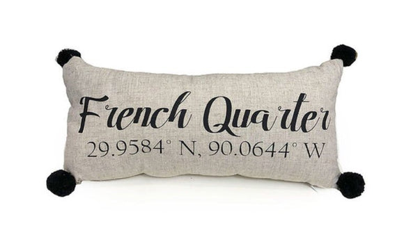 French Quarter Pillow ~ Latitude & Longitude Pillow