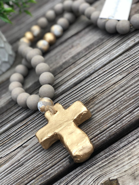 Large Blessing Beads ~ Gray & Gold