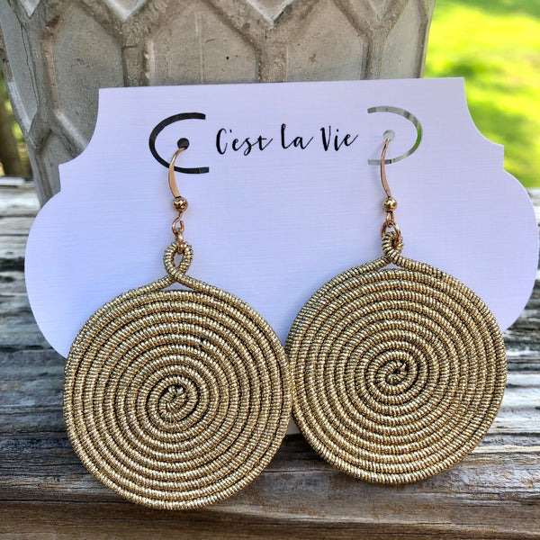 Gold Spiral Cord Earrings - Beautiful & Lightweight!