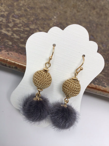 Faux Fur Pom Earrings