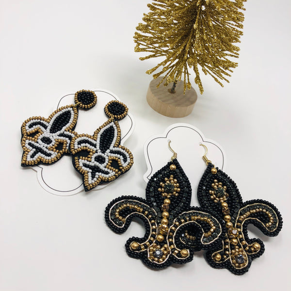 Multi Bead Fleur de Lis Earrings