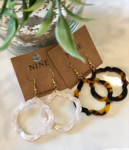 Quatrefoil Tortoise & White Pearl Earrings ~ C'est La Vie Jewelry