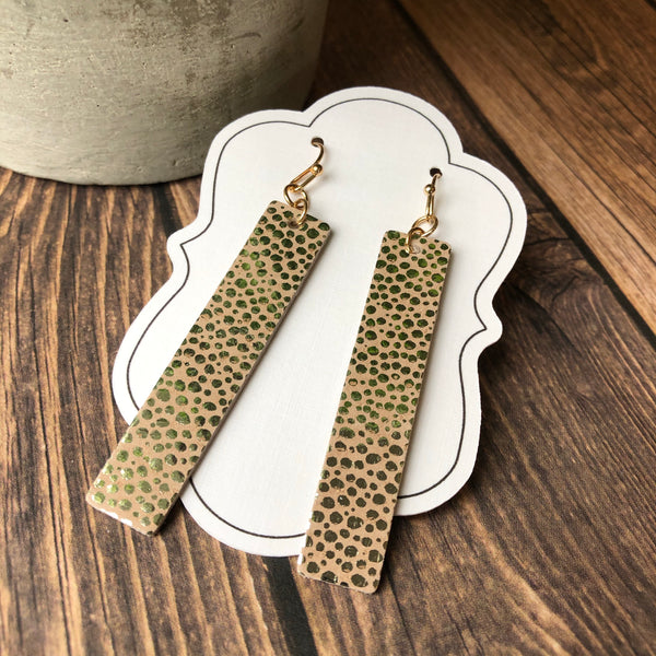 Gold Stingray Leather Bar Earrings