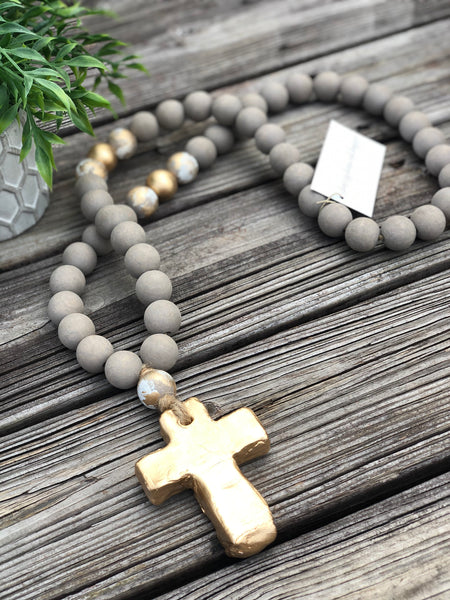 Large Blessing Beads ~ Gray & Gold