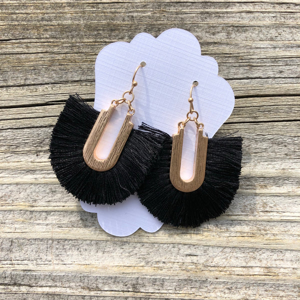 Black & Gold Fan Earrings