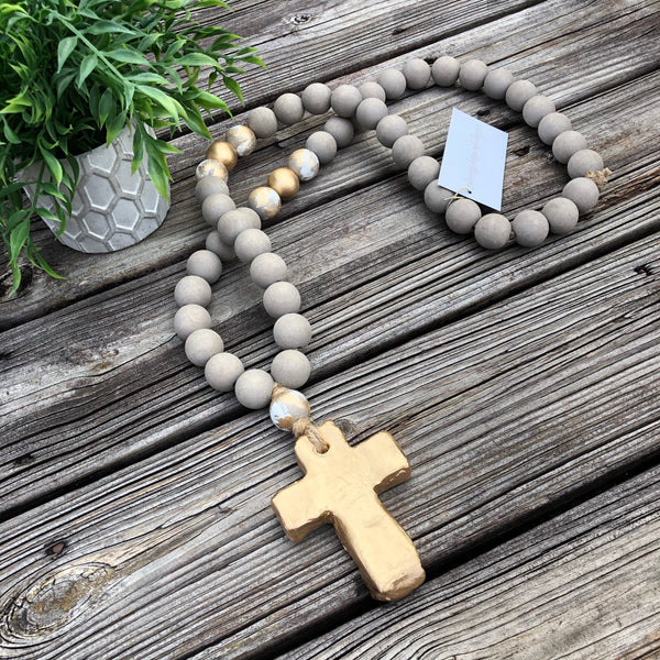 Large Blessing Beads ~ Gray & Gold