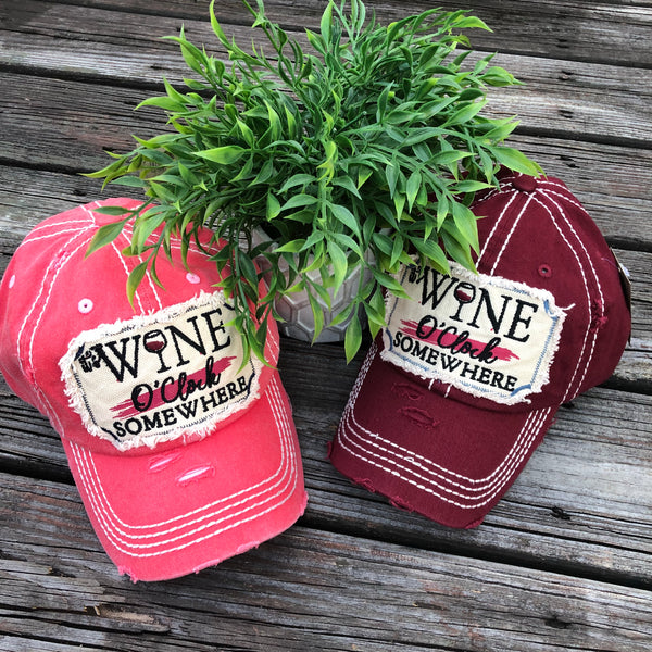 Wine O Clock Somewhere - Baseball hat or cap