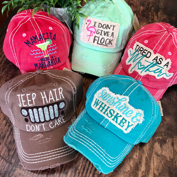 Sip Happens Women's Distressed Baseball Hat