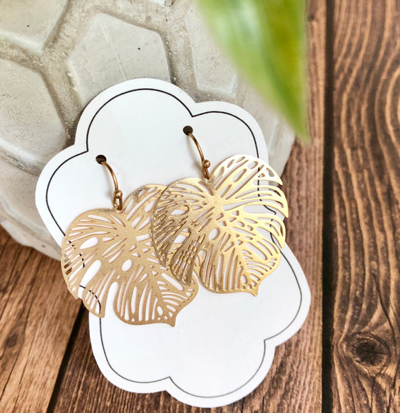 Gold Palm Leaf Earrings