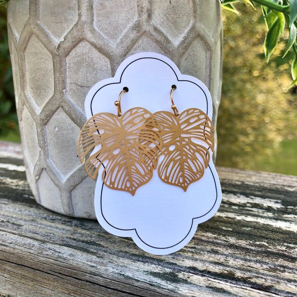 Gold Palm Leaf Earrings