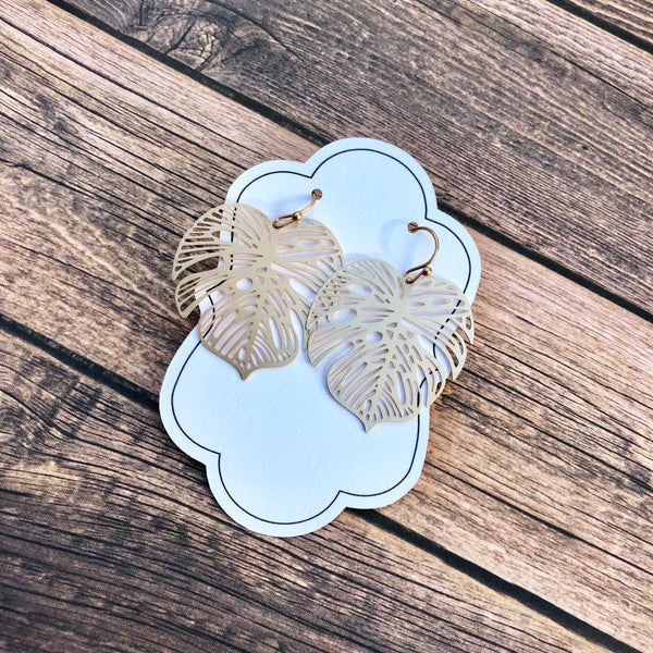 Gold Palm Leaf Earrings